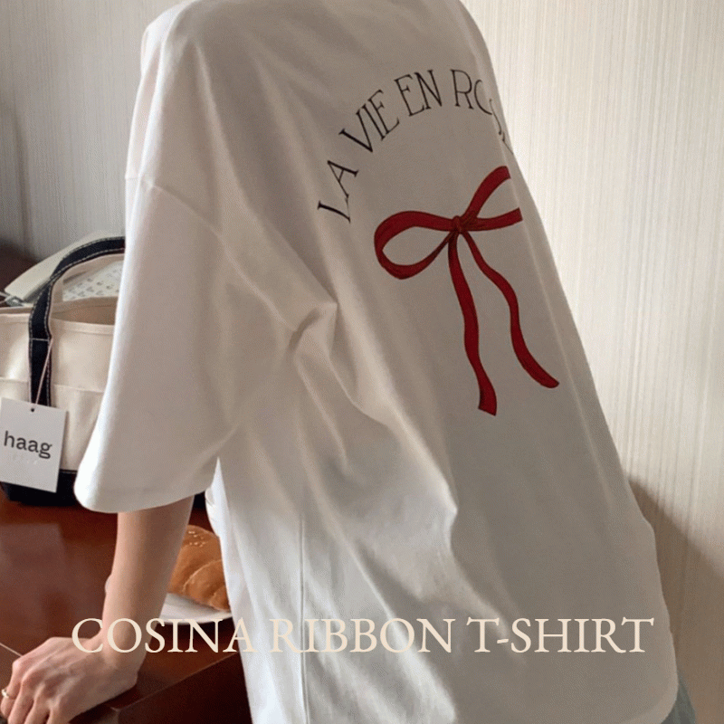 코시나 리본 반팔 티셔츠 (1 color)